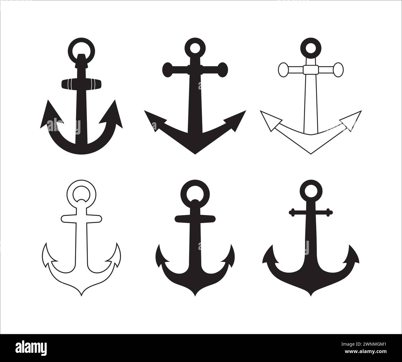 Anker svg, nautisch, Schiffsanker Vektor, Bootsanker svg, Marinestanker Stock Vektor