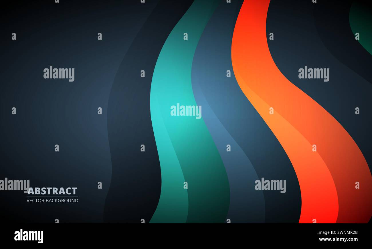Abstrakter minimaler Hintergrund mit farbigen dynamischen Wellenformen. Hintergrundvorlage für Grafikdesign mit farbenfrohen Kurvenformen. Vektorabbildung Stock Vektor