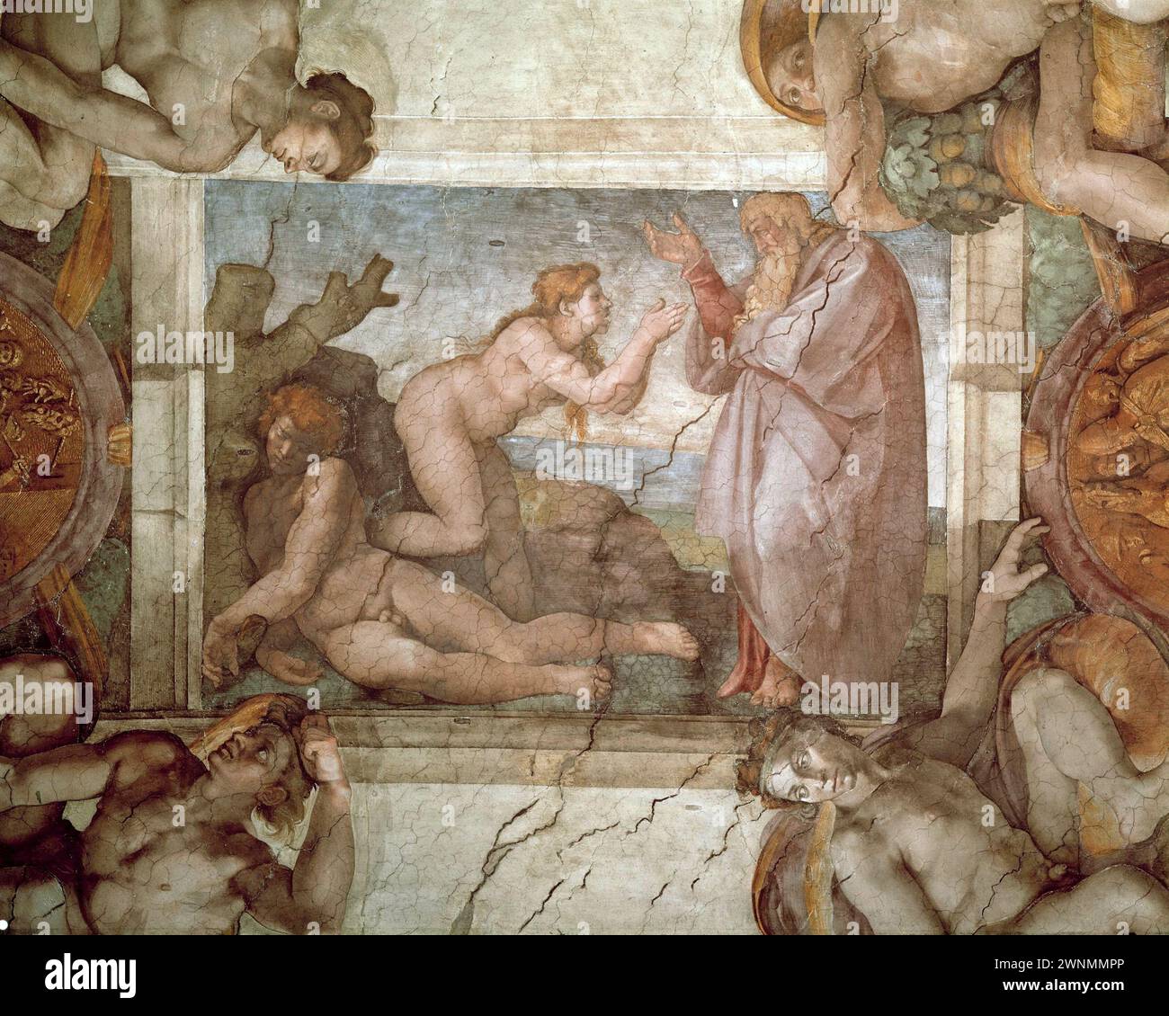 Michelangelo Buonarroti – die Erschaffung von Eve Stockfoto