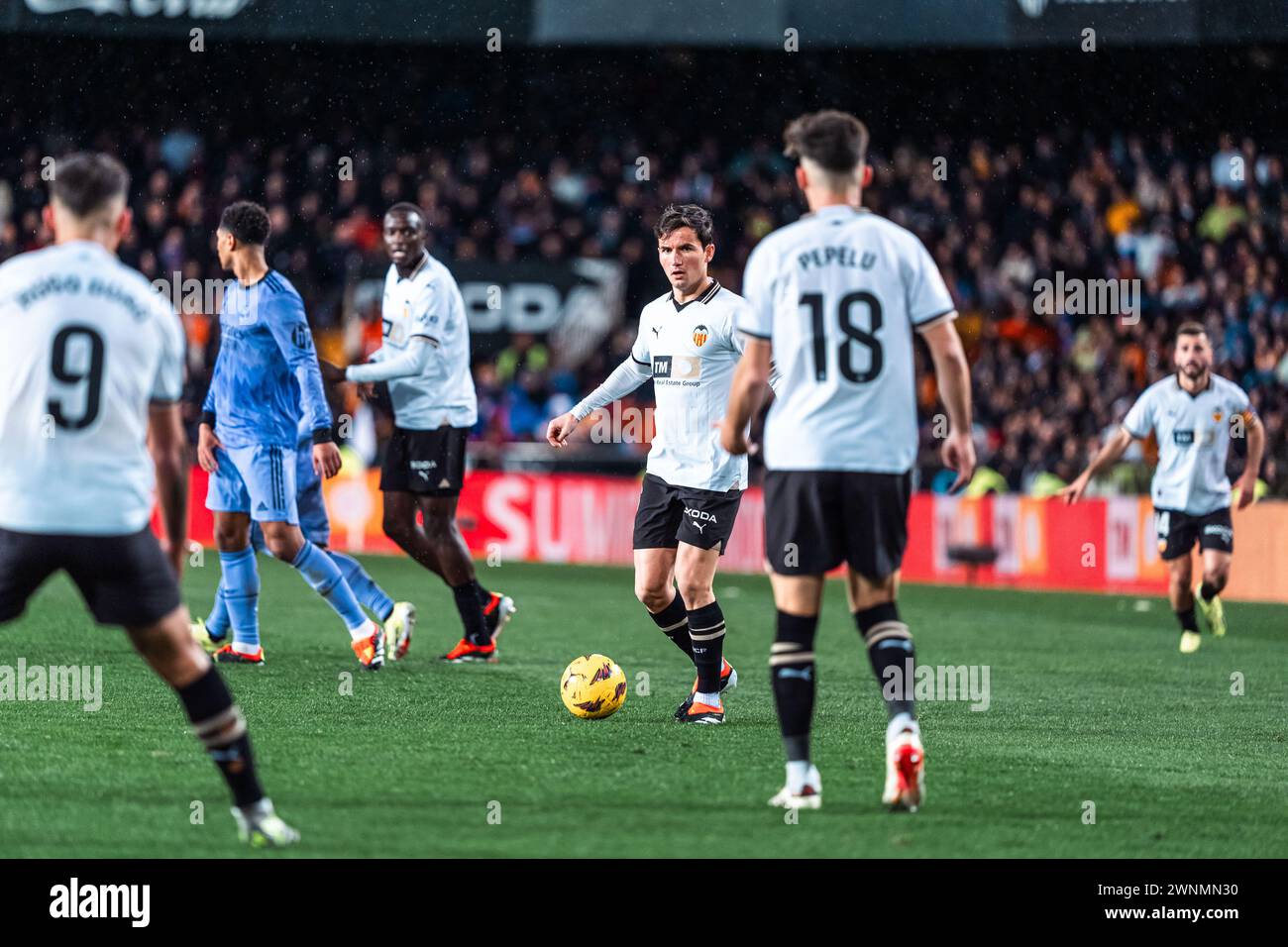 Hugo Guillamon aus Valencia während des spanischen Meisterschaftsspiels der Liga zwischen Valencia CF und Real Madrid CF am 2. März 2024 im Mestalla-Stadion in Valencia, Spanien Stockfoto