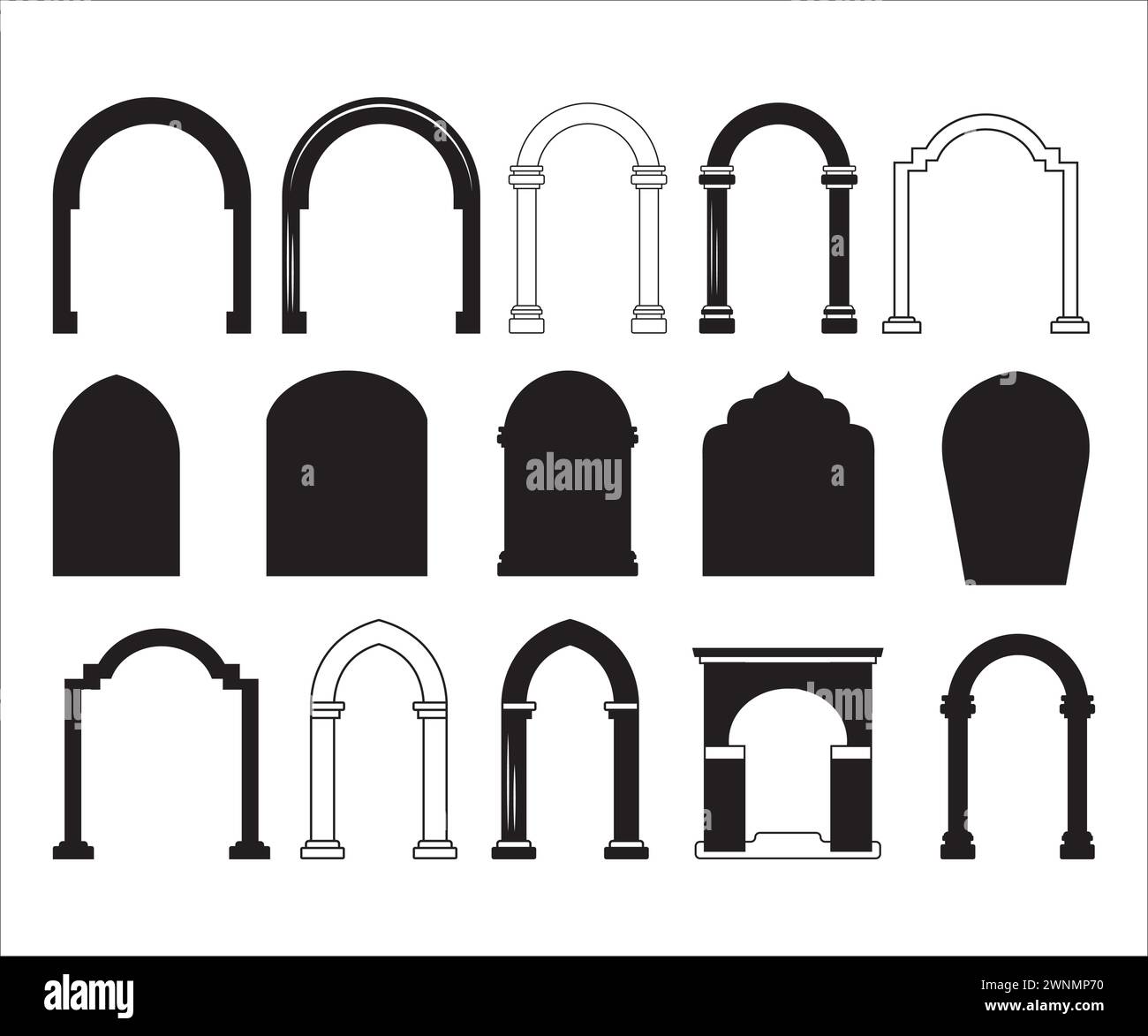 Architectural Arches Vector, Arch Outline, Arch, Arch Hochzeitseinladungsvorlage, Arch Frame, Arches Clipart, Architecture Clipart Stock Vektor
