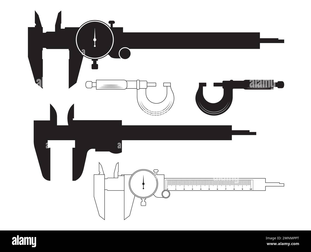 Bremssattelvektor, Bremssattelsilhouette, Konstruktion, Konstruktion Clipart, Bremssattelkontur, Maschinenführer, Wissenschaftler Stock Vektor