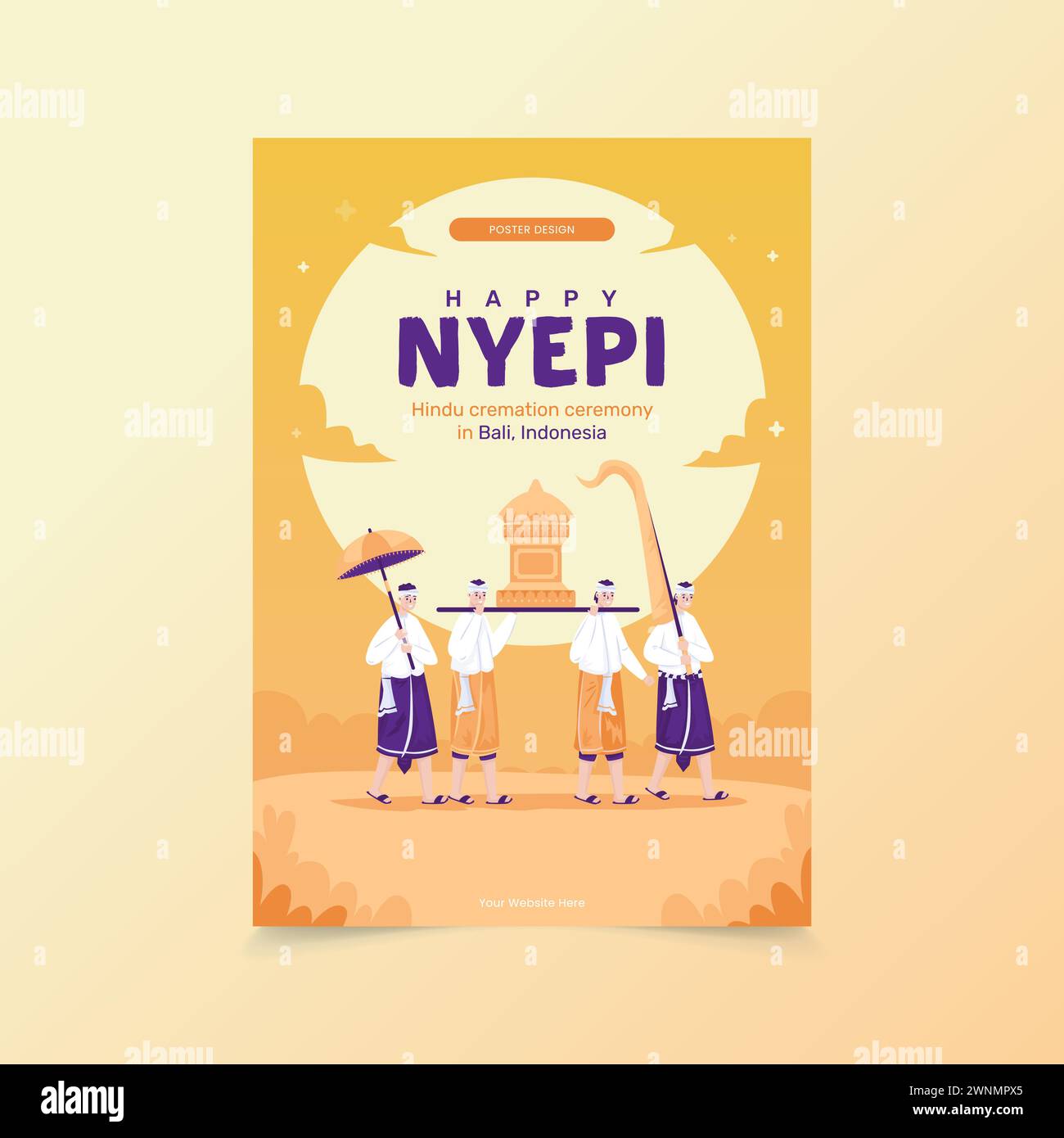 Balinesischer Nyepi-Tag auf Posterdesign Stock Vektor