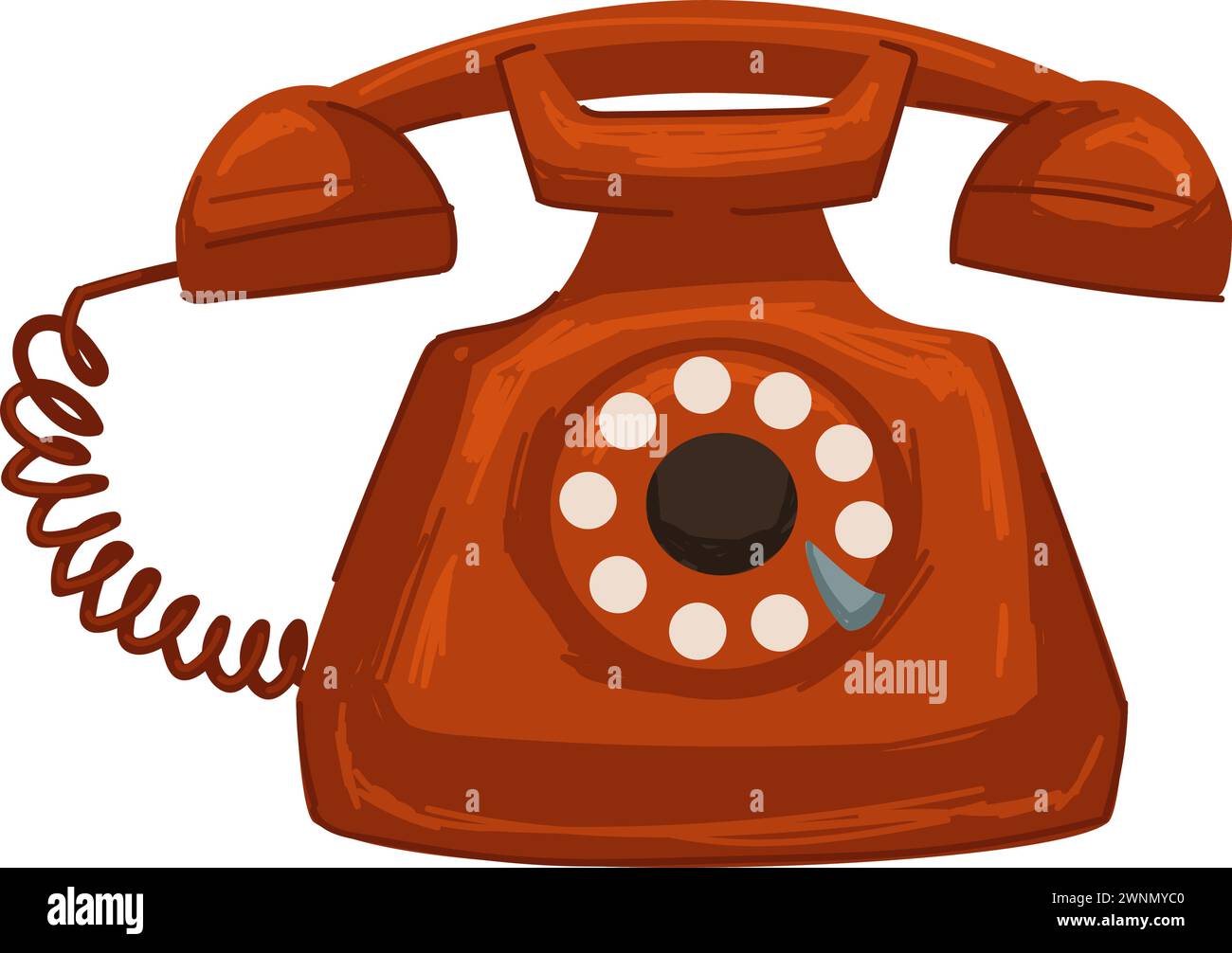 Vintage-Telefon mit Kabel, 1980 Kommunikation Stock Vektor