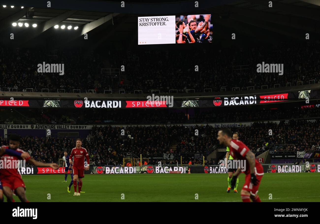 Brüssel, Belgien März 2024. Die Abbildung zeigt ein Fußballspiel zwischen RSC Anderlecht und KAS Eupen, Sonntag, den 03. März 2024 in Brüssel, am 28. Tag der ersten Liga der Jupiler Pro League 2023-2024. BELGA PHOTO VIRGINIE LEFOUR Credit: Belga News Agency/Alamy Live News Stockfoto
