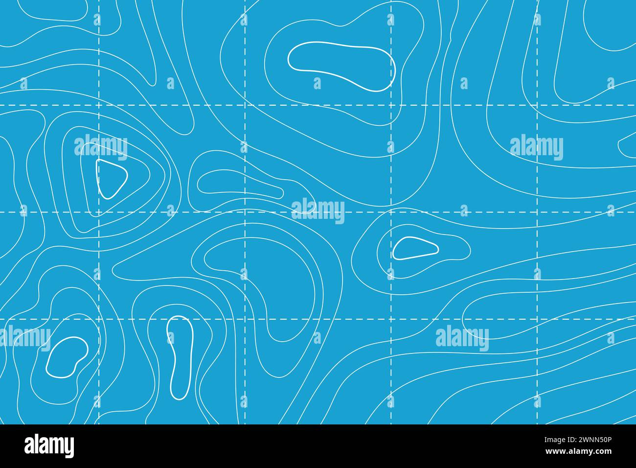 Topografische Karte mit Konturlinie Gitter Wasser Ozean, Meeresrelief, Tiefe. Nautisches, kartographisches abstraktes Gebiet. Vektorabbildung Stock Vektor