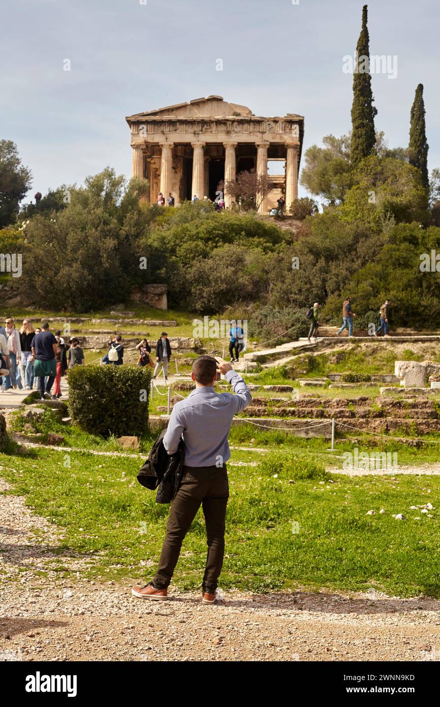 Tempel des Hephaistos, Tourist Stockfoto