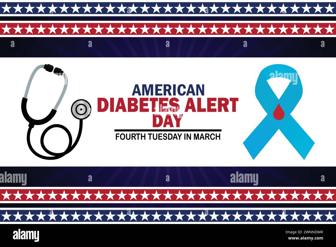 American Diabetes Alert Day. Urlaubskonzept. Vorlage für Hintergrund, Banner, Karte, Poster mit Textbeschriftung Stock Vektor