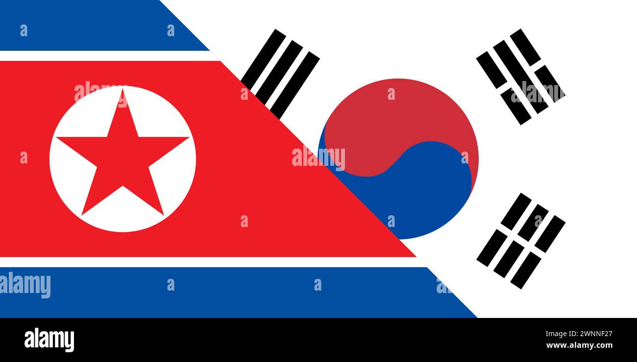 Hintergrund der Flagge Nordkoreas und Südkoreas Stock Vektor