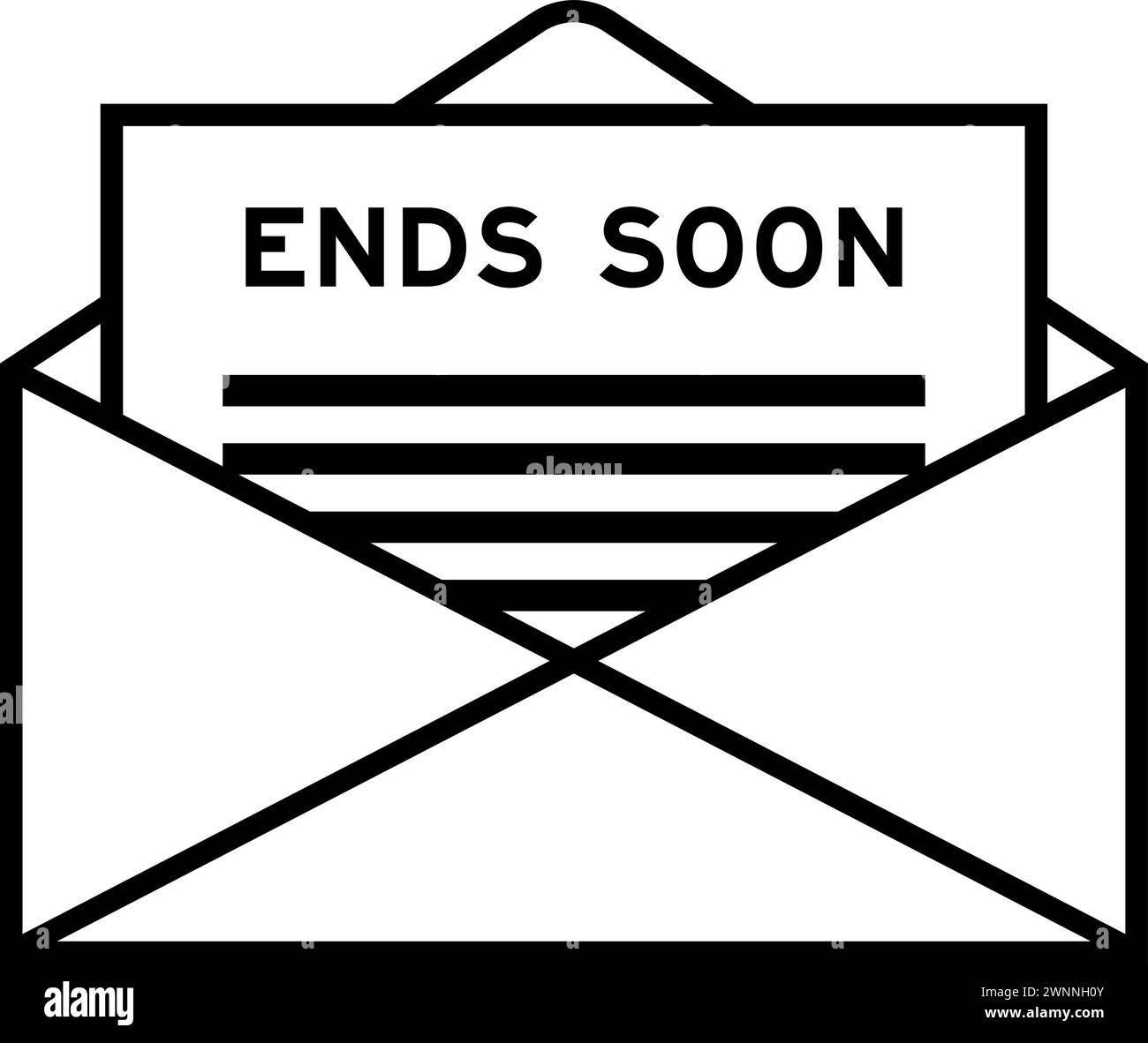 Umschlag und Buchstabenzeichen mit Wort enden, sobald die Überschrift steht Stock Vektor