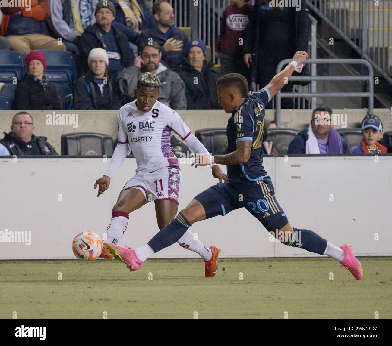 CHESTER, PA, USA - 27. FEBRUAR 2024 - CONCACAF Champions Cup-Spiel zwischen der Philadelphia Union und dem Deportivo Saprissa im Subaru Park. Stockfoto