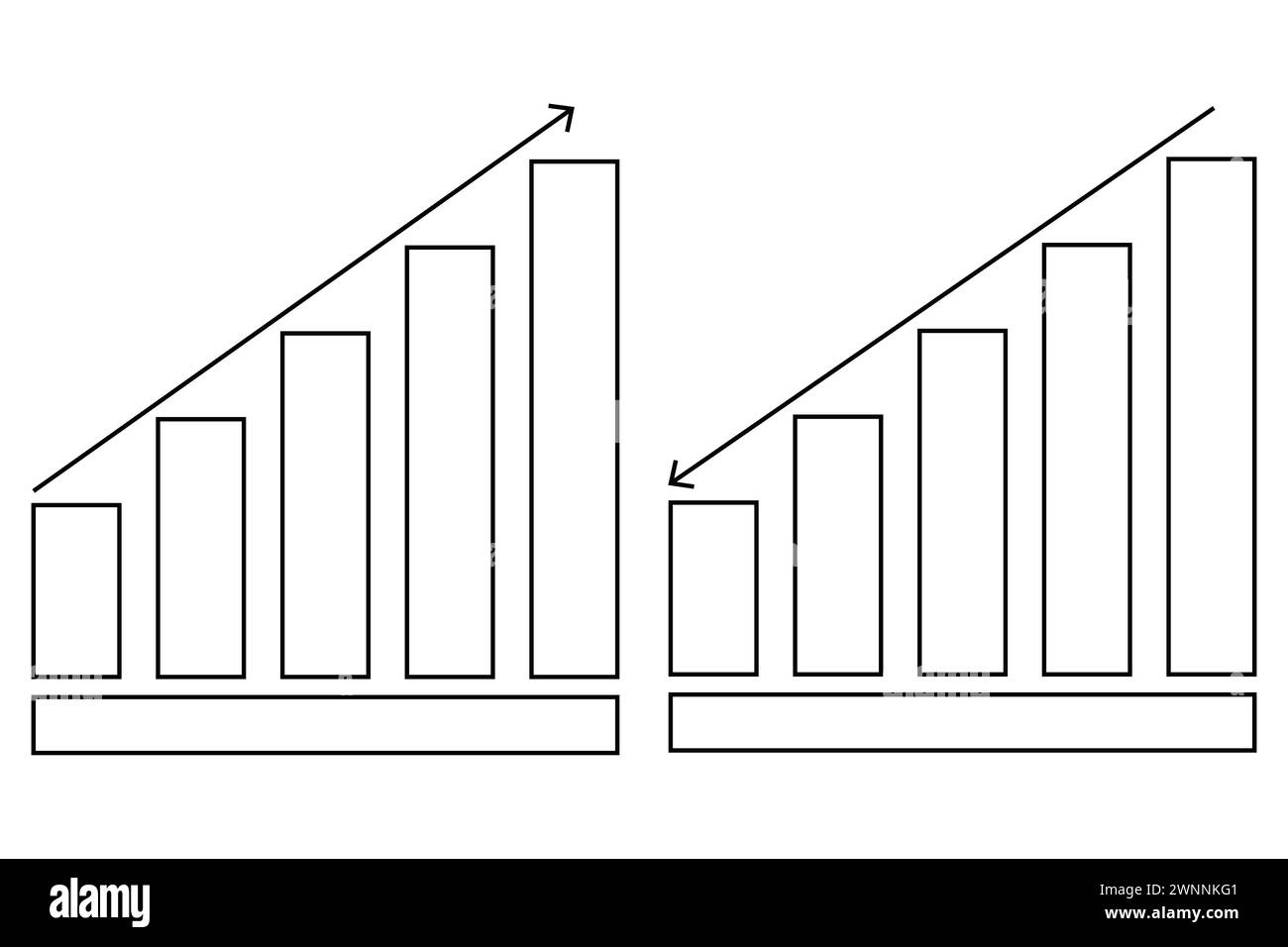 Erhöhen oder verringern Sie den Symbolvektor der Diagrammlinie. Stock Vektor