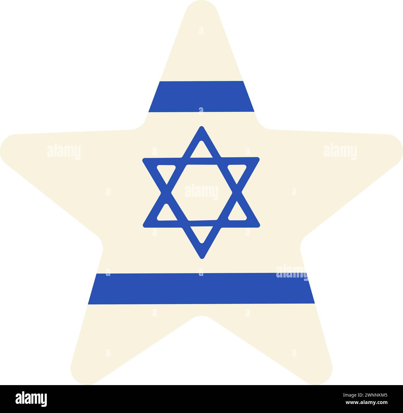 Festliches fünfzackiges Sternelement in den Farben der israelischen Flagge, Attribut des jüdischen Feiertags. Zeichentrickfilm Solid Milk Vektor Icon in nationalen Farben von Israel f Stock Vektor