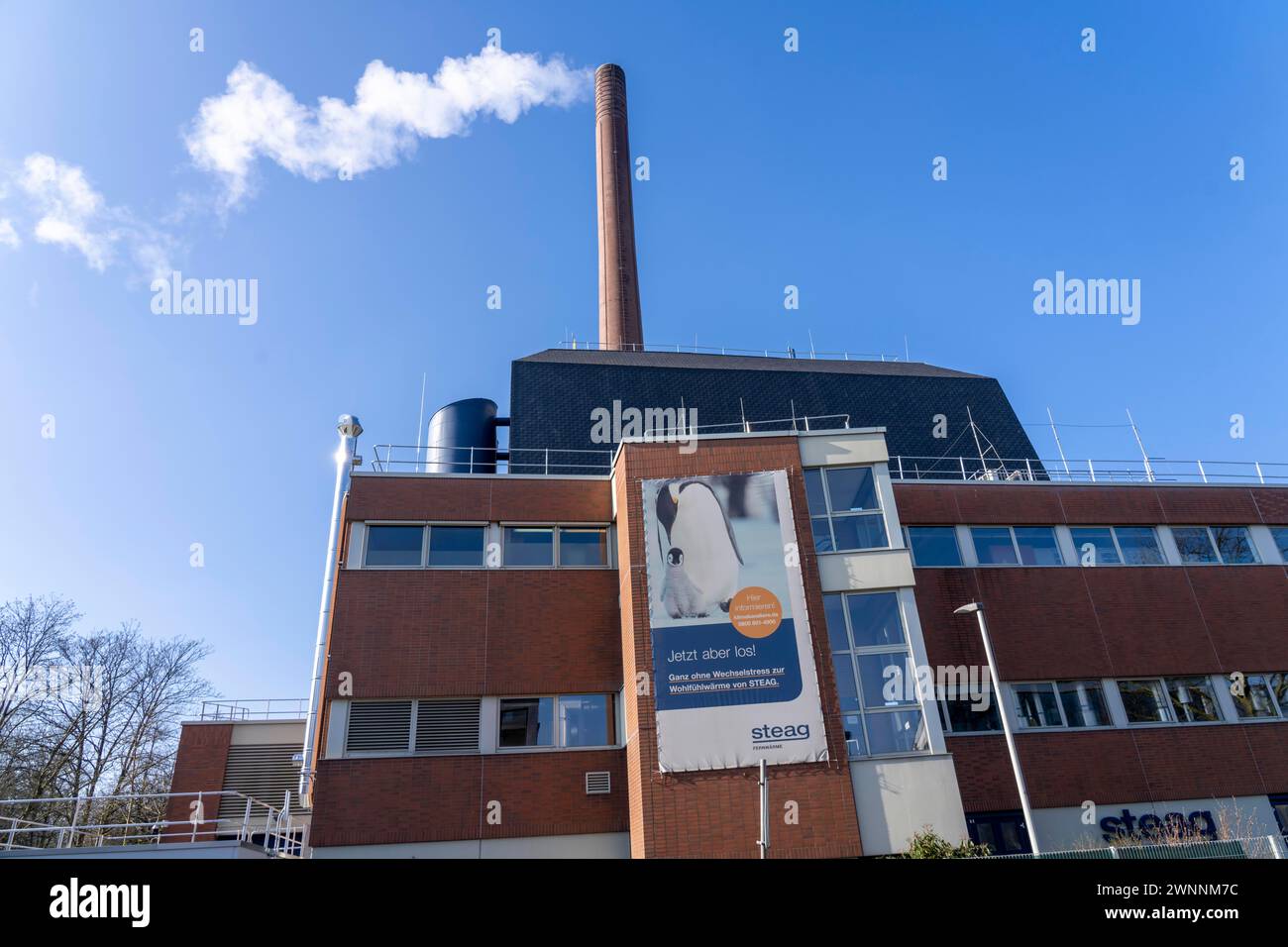 Das Igony-Heizwerk in Essen-Rüttenscheid, ein mit Erdgas betriebenes Fernwärmewerk, das das Universitätsklinikum Essen, das Alfr, versorgt Stockfoto