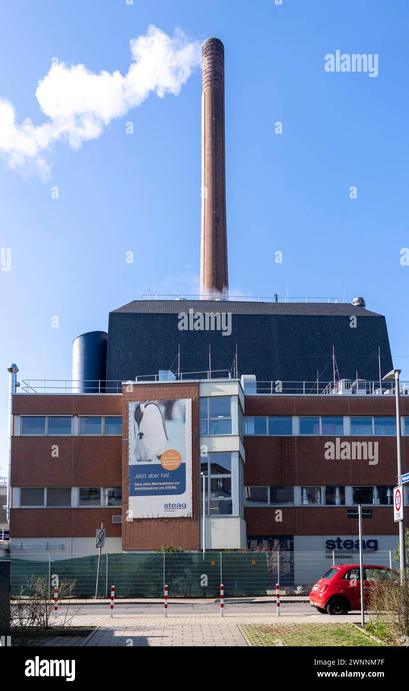 Das Igony-Heizwerk in Essen-Rüttenscheid, ein mit Erdgas betriebenes Fernwärmewerk, das das Universitätsklinikum Essen, das Alfr, versorgt Stockfoto