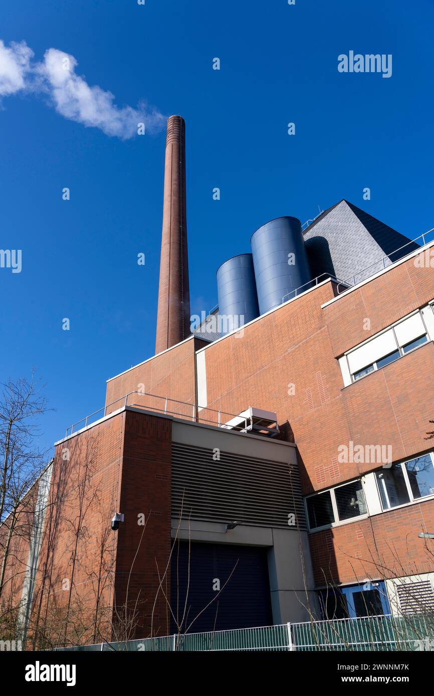 Das Igony-Heizwerk in Essen-Rüttenscheid, ein mit Erdgas betriebenes Fernwärmewerk, das das Universitätsklinikum Essen, das Alfr, versorgt Stockfoto