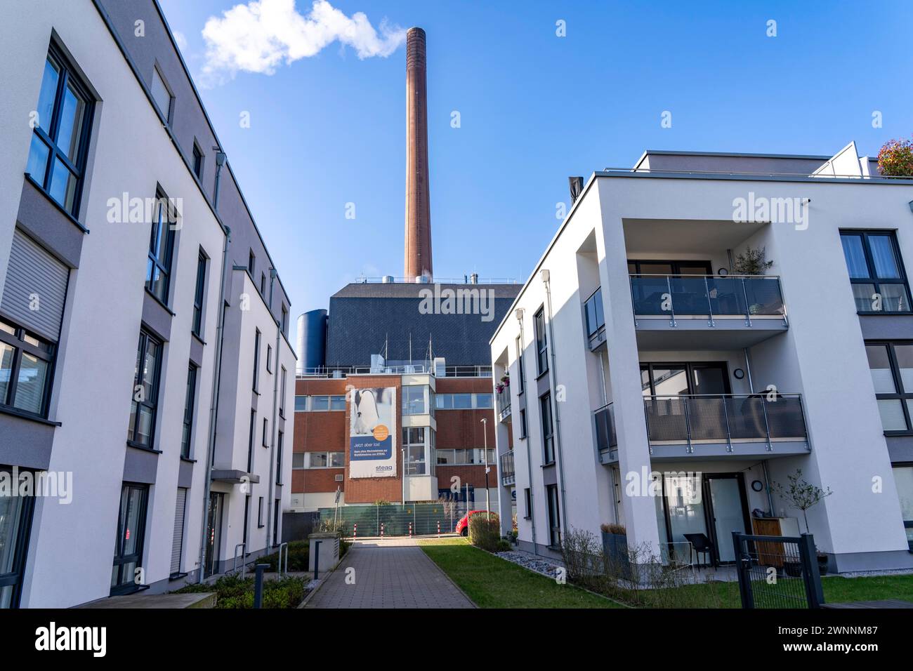 Das Igony-Heizwerk in Essen-Rüttenscheid, ein mit Erdgas betriebenes Fernwärmewerk, das das Universitätsklinikum Essen und die A versorgt Stockfoto