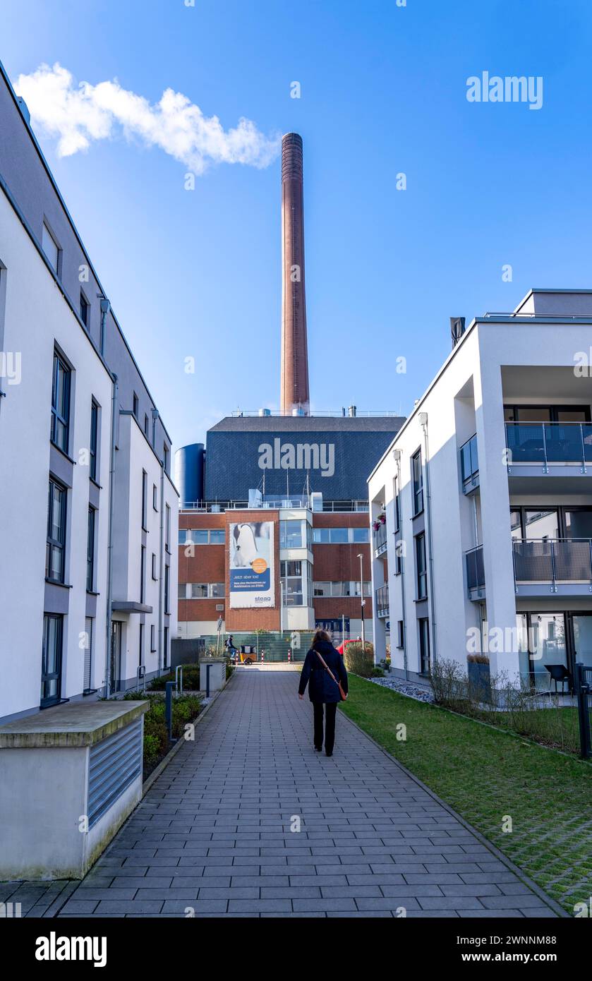 Das Igony-Heizwerk Essen-Rüttenscheid, ein mit Erdgas betriebenes Fernwärmewerk, das das Universitätsklinikum Essen und das Alfr versorgt Stockfoto