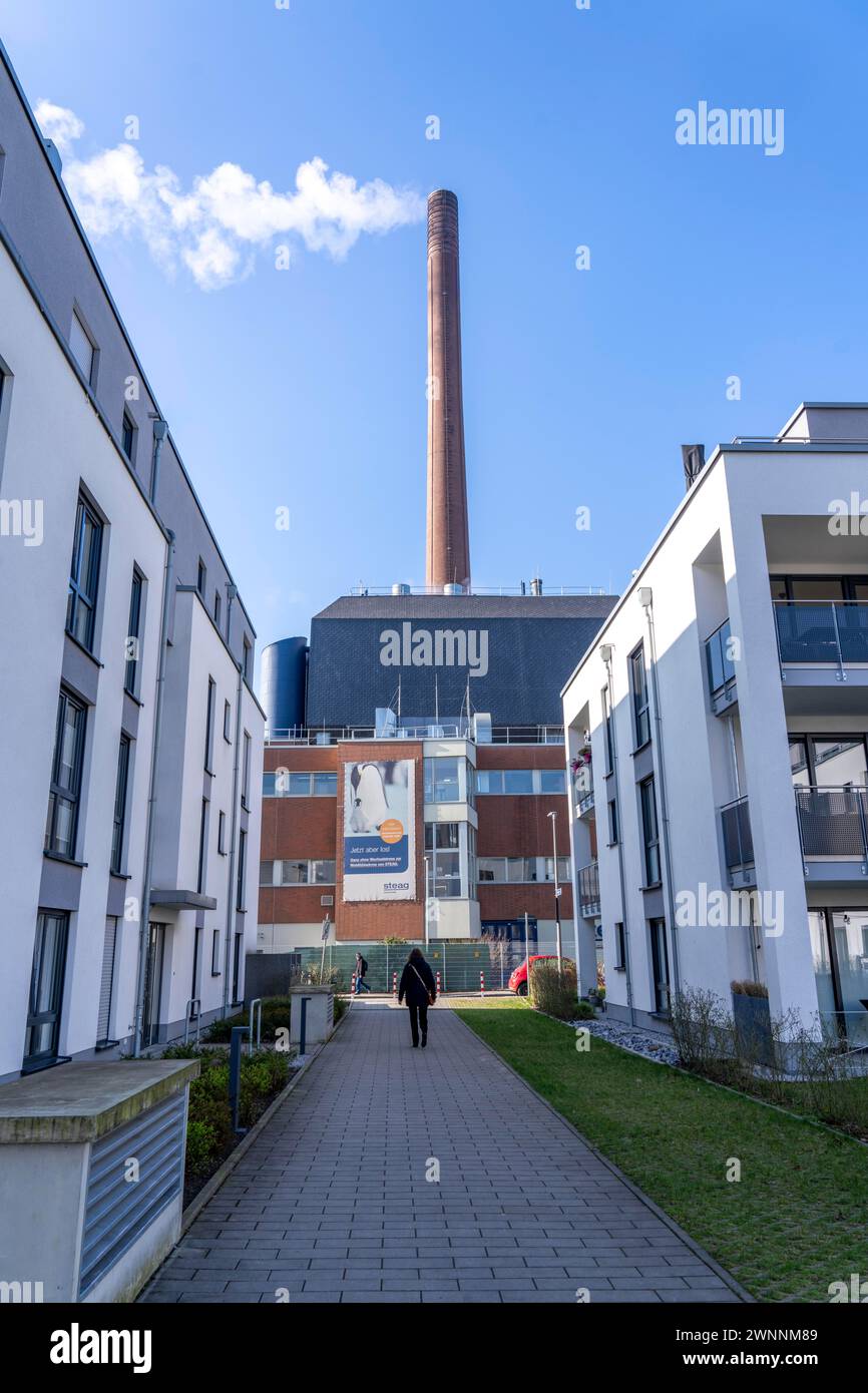 Das Igony-Heizwerk in Essen-Rüttenscheid, ein mit Erdgas betriebenes Fernwärmewerk, das das Universitätsklinikum Essen und die A versorgt Stockfoto