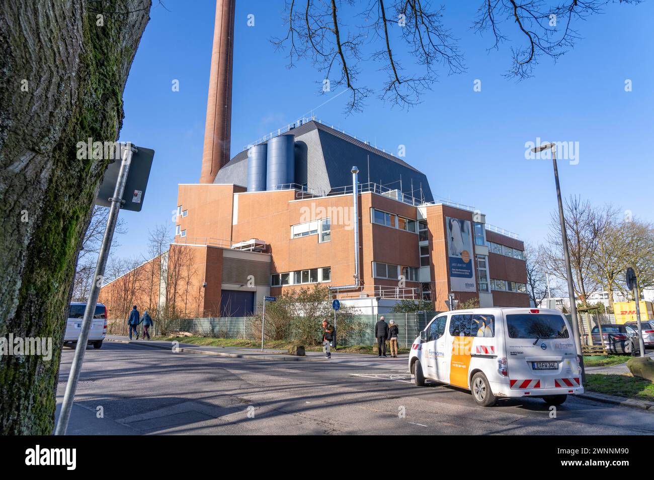 Das Igony-Heizwerk in Essen-Rüttenscheid, ein mit Erdgas betriebenes Fernwärmewerk, das das Universitätsklinikum Essen, das Alfr, versorgt Stockfoto