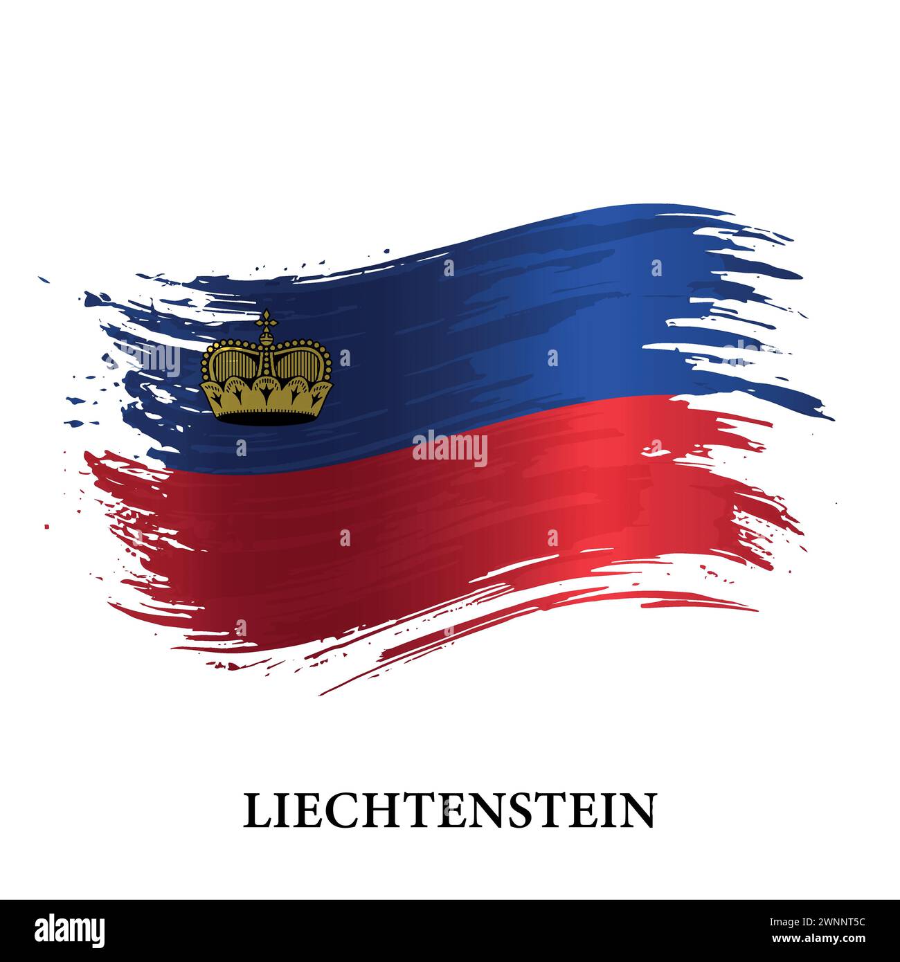 Grunge-Flagge von Liechtenstein, Pinselstrich Vektor Hintergrund Stock Vektor