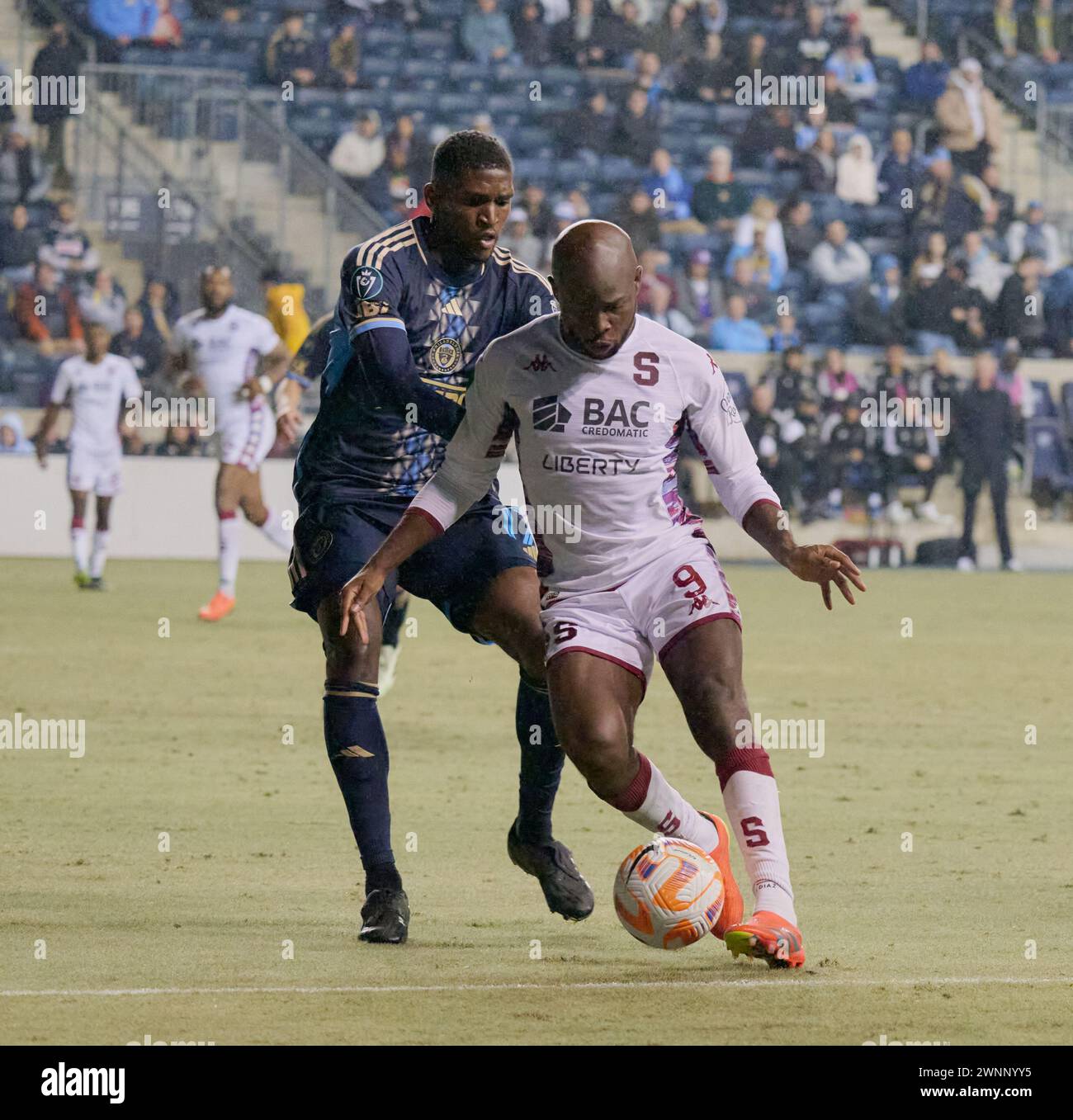 CHESTER, PA, USA - 27. FEBRUAR 2024 - CONCACAF Champions Cup-Spiel zwischen der Philadelphia Union und dem Deportivo Saprissa im Subaru Park. Stockfoto