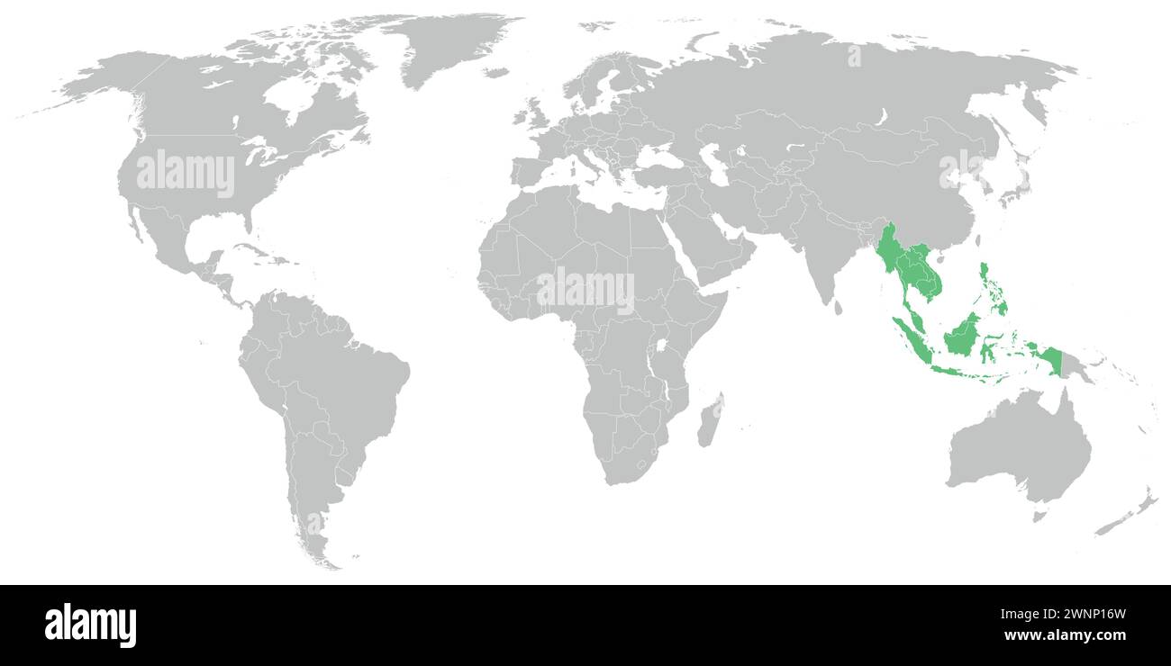 ASEAN-Mitgliedstaaten auf der politischen Karte der Welt Stock Vektor