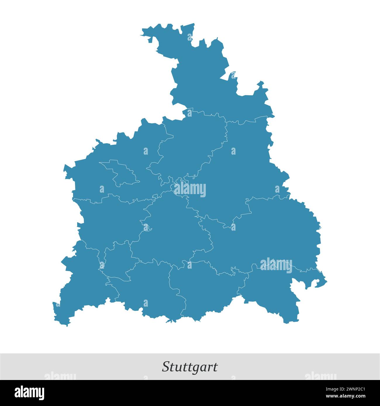 Karte Stuttgart ist eine Region im Bundesland Baden-Württemberg mit Grenzgemeinden Stock Vektor