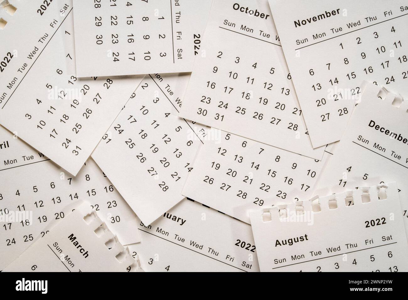 Hintergrund der monatlichen Kalenderseiten, des Geschäfts- und Zeitablaufkonzepts Stockfoto
