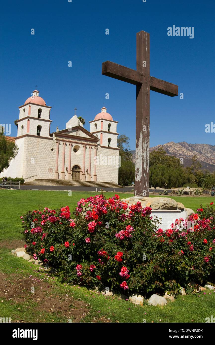 Die Santa Barbara Mission ist eine der Hauptattraktionen der Region. Stockfoto