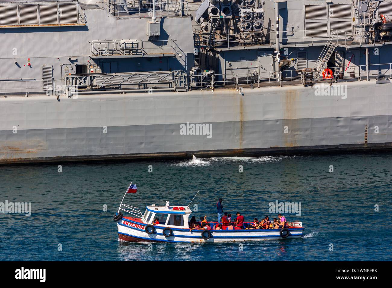 Chilenisches Marineschiff, Valparaiso, Chile, Südamerika Stockfoto