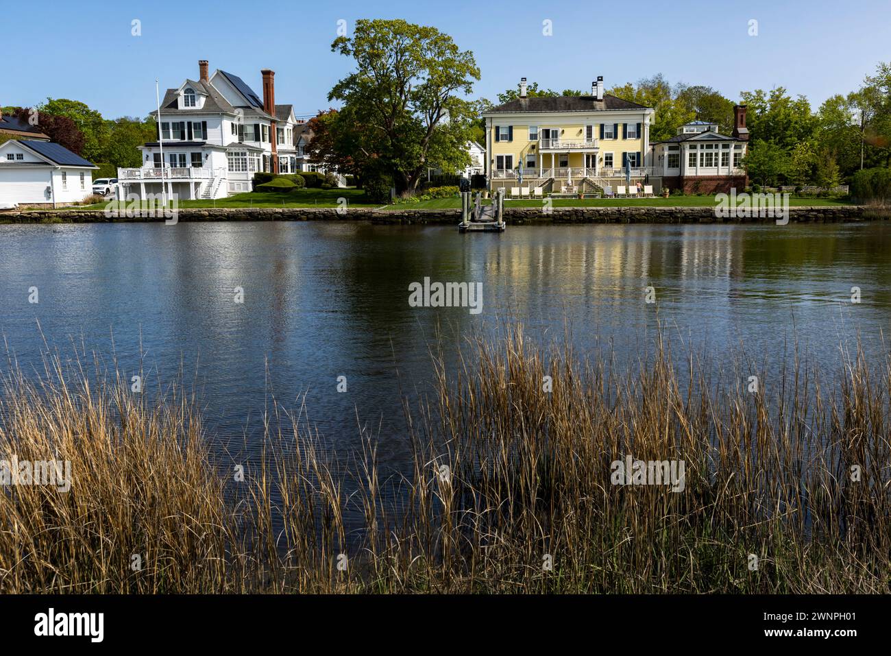 Immobilien am Mystic River in Stonington, Connecticut Stockfoto