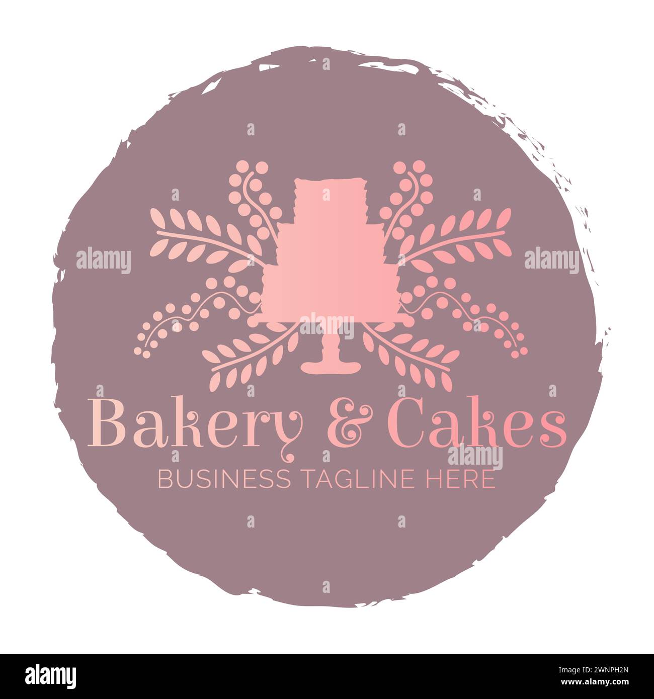 Rosa Bäckerei und Kuchen, schönes rundes Logo-Design Stock Vektor