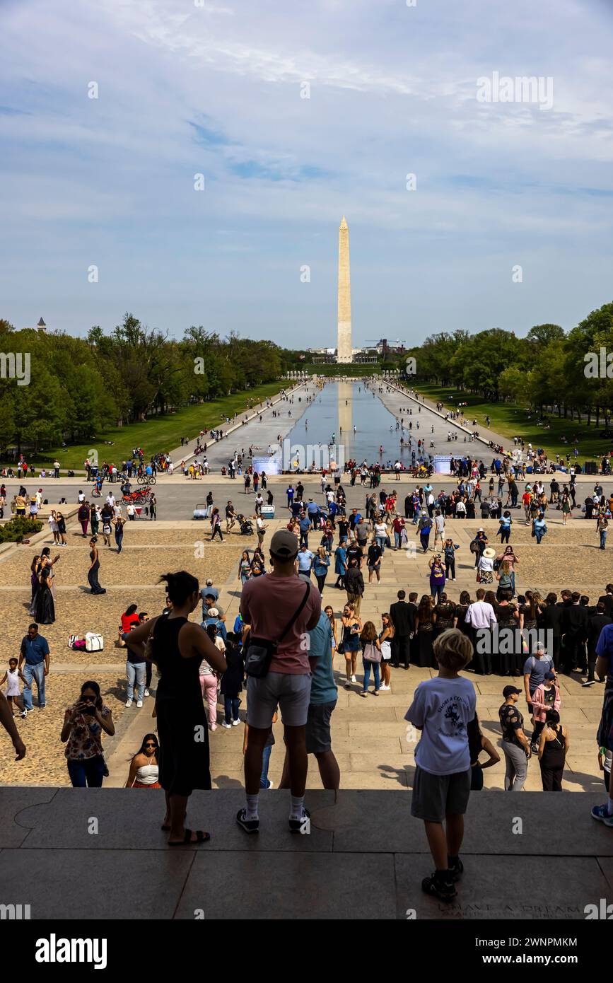 Der Ort mit Blick auf das Washington Monument, wo Martin Luther King seine berühmte Rede „Ich habe Einen Traum“ hielt. Stockfoto