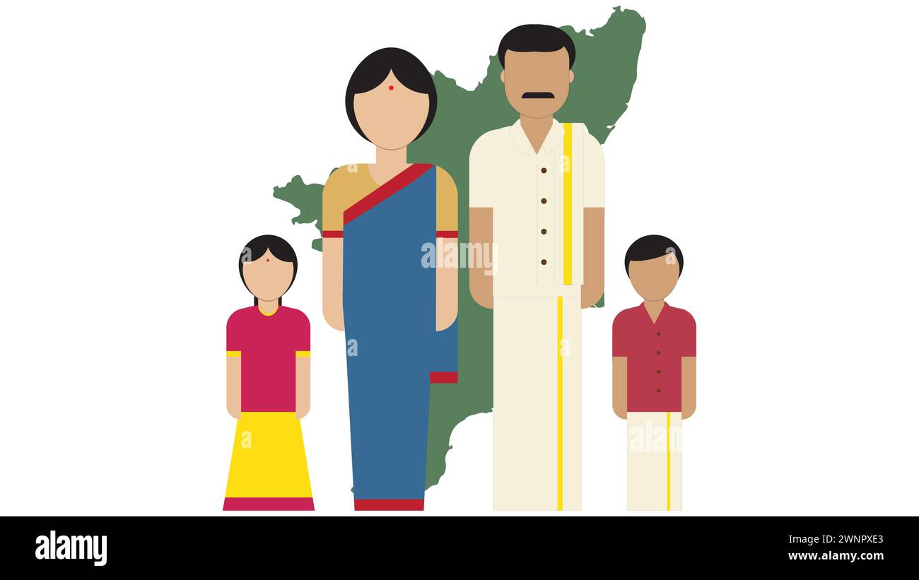 Kultur von Tamil Nadu, südindische Volkskultur Vektor Illustration Stock Vektor