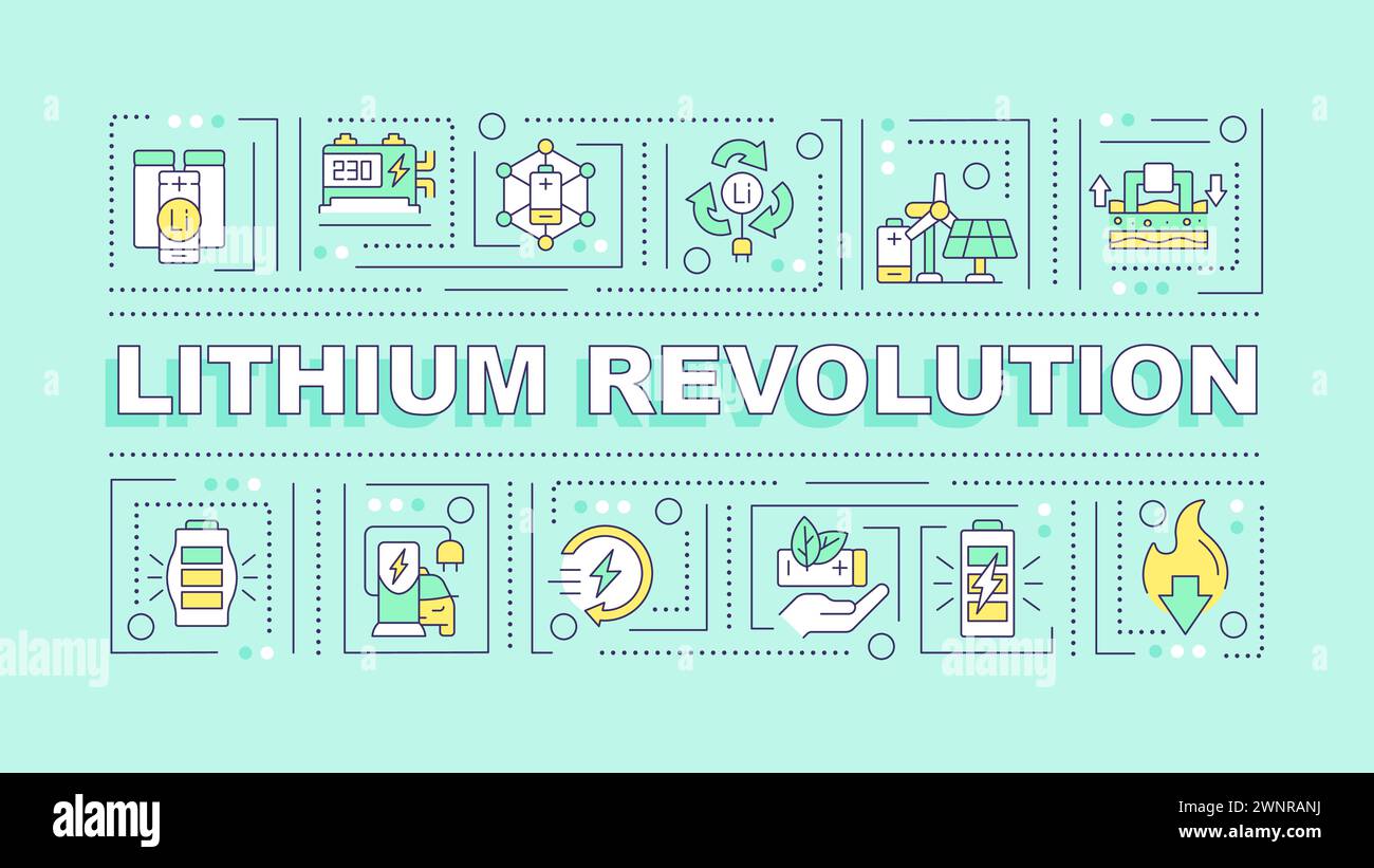 Lithiumrevolution Türkiswort Konzept Stock Vektor
