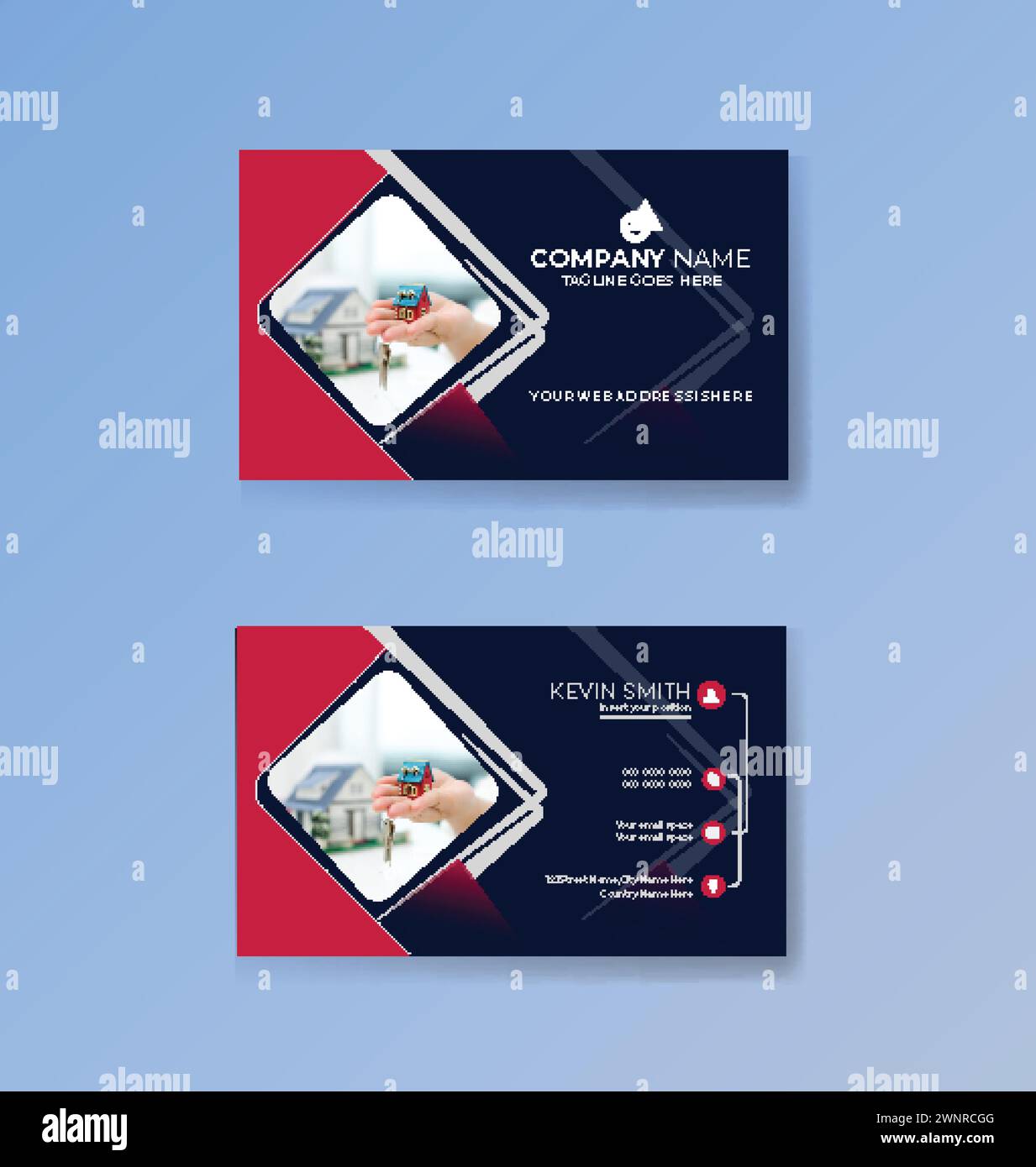 Vorlage für das Design von Werbekarten. Design-Vorlage für Marketing-Visitenkarten. Stock Vektor