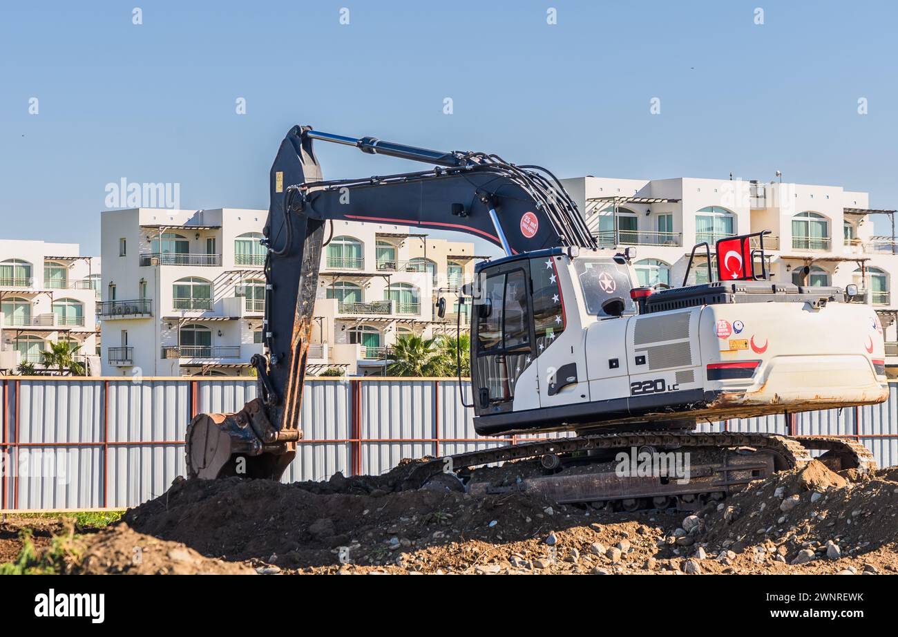 Close up Details zu Industrial bagger Arbeiten auf der Baustelle Stockfoto