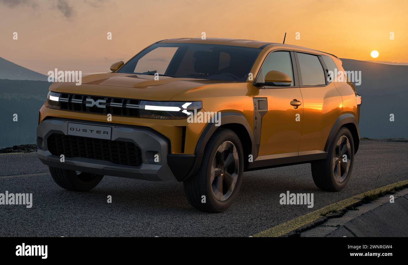 Der Neue Dacia Duster. Hit kompakter SUVs, die für die Serienproduktion bereit sind Stockfoto