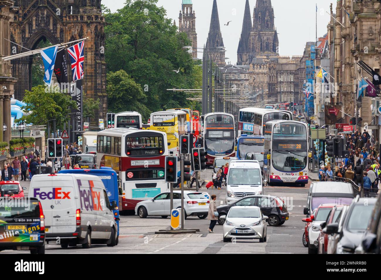 Verkehrsstaus in Edinburgh Stockfoto