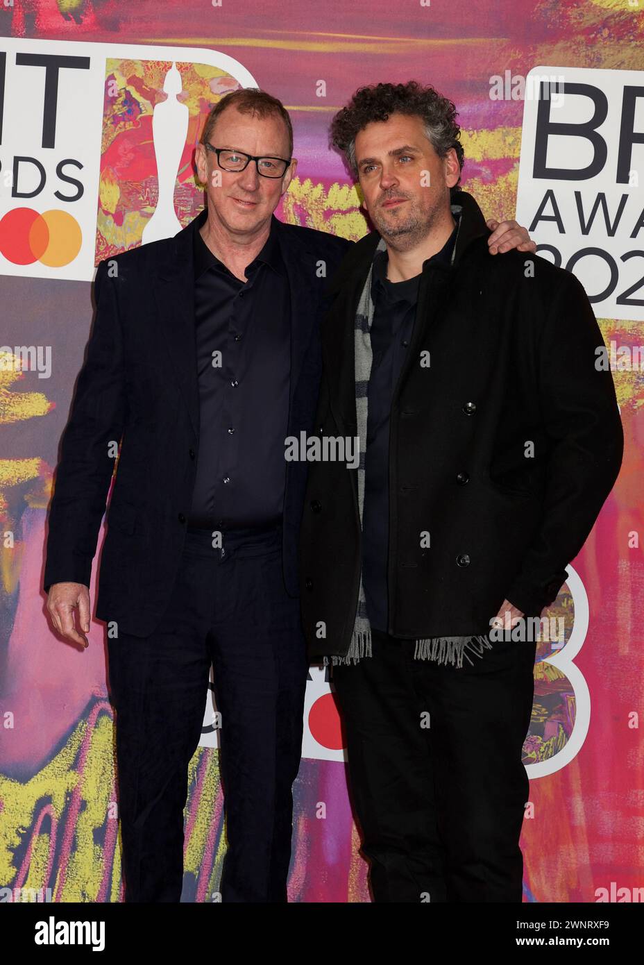 London, Großbritannien. März 2024. Dave Rowntree und James Ford nehmen an den BRIT Awards 2024 im O2 London in Greenwich Teil. (Foto: Cat Morley/SOPA Images/SIPA USA) Credit: SIPA USA/Alamy Live News Stockfoto