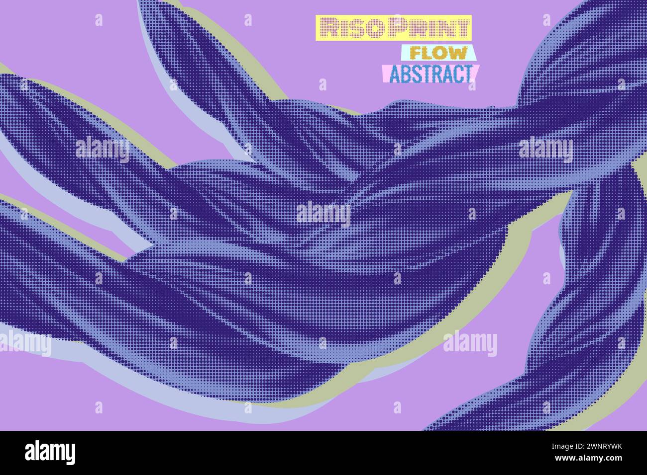 Abstraktes Banner „Risograph Effect Flow“. Abstrakte Wirbelwelle Stock Vektor
