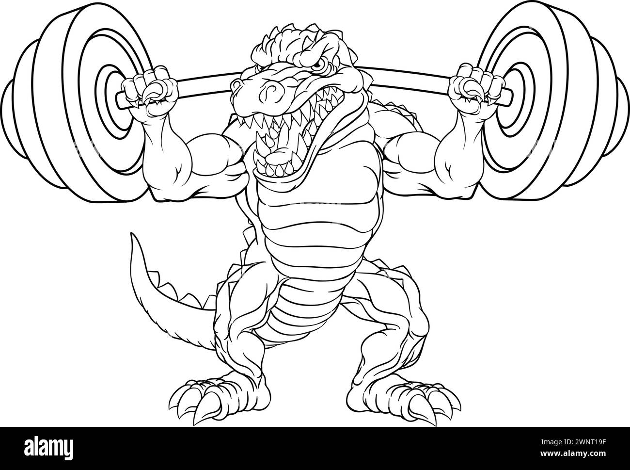 Alligator Krokodil Dinosaurier Weight Lifting Mascot Stock Vektor