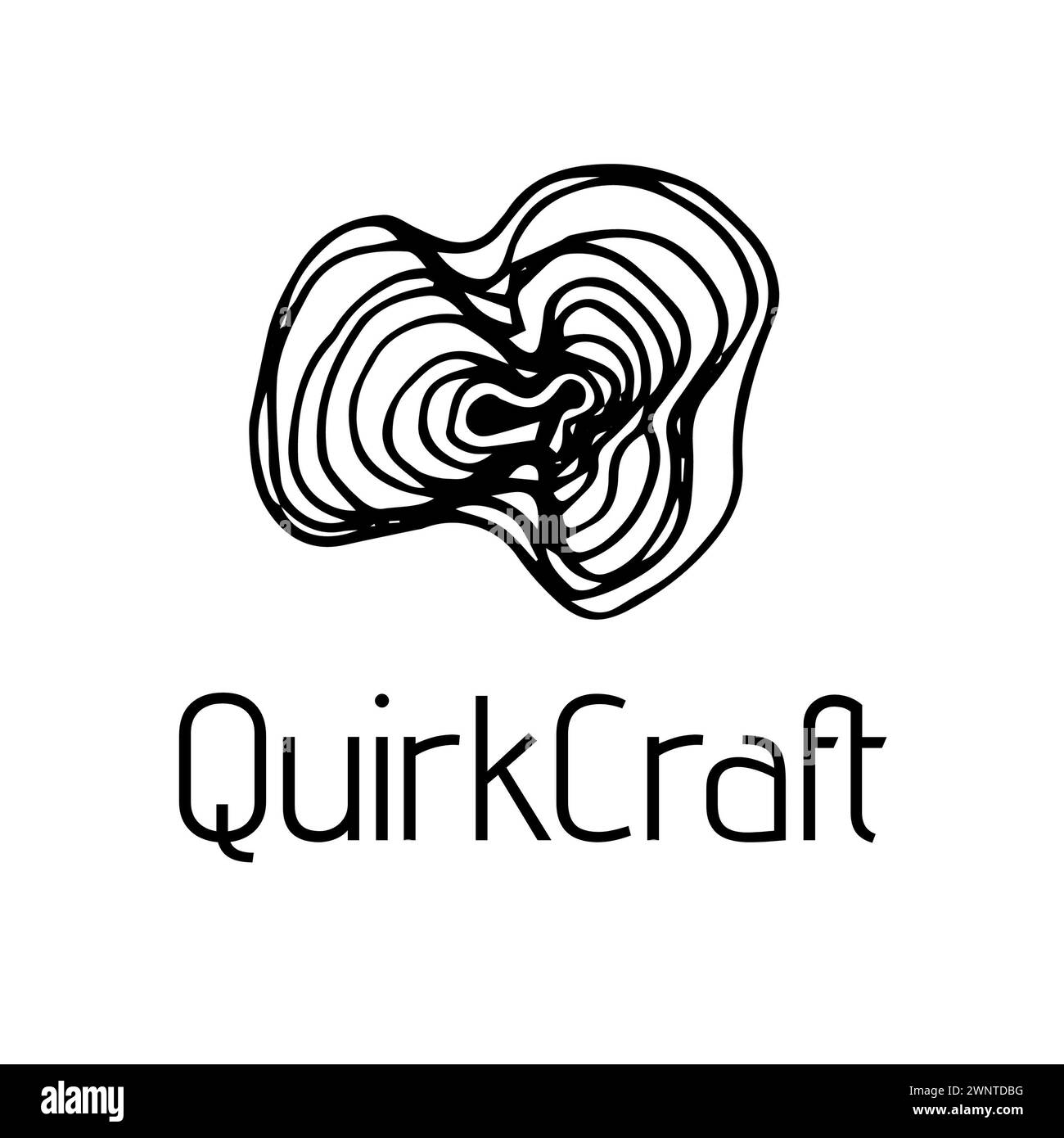 Die abstrakte Strichkunst in diesem Logo fördert Kreativität und künstlerisches Flair Stockfoto
