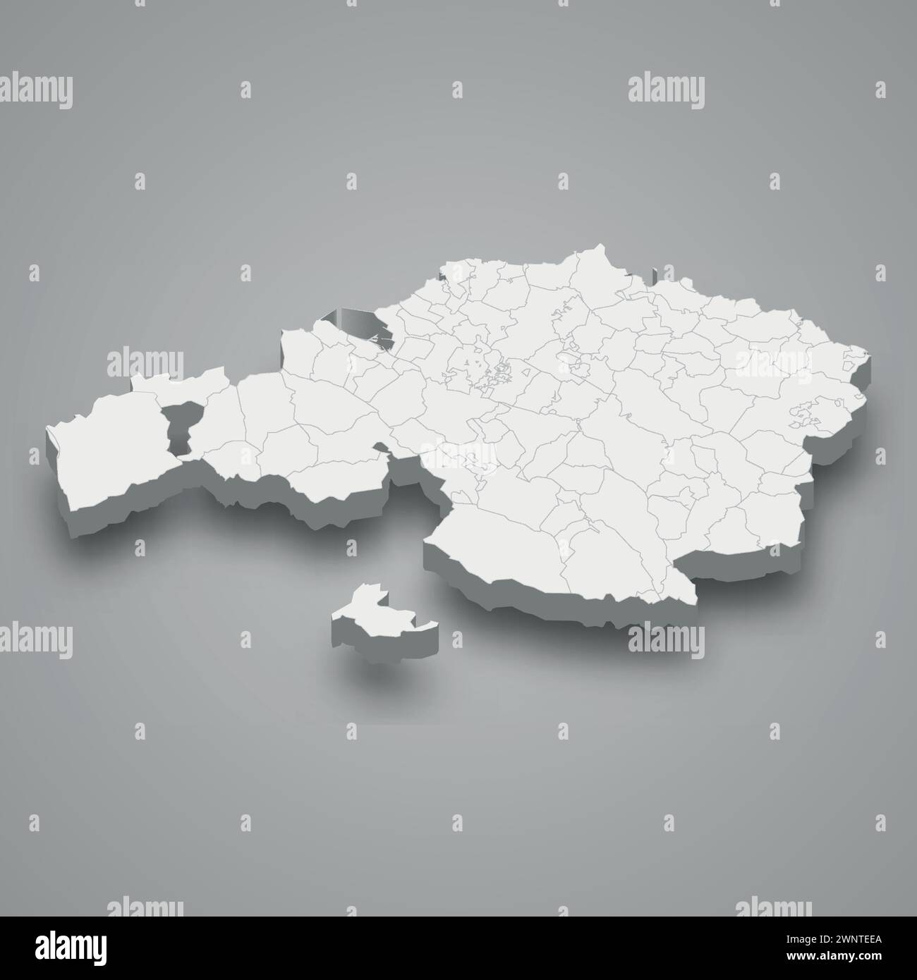 Die 3D isometrische Karte von Biskaya ist eine Provinz Spaniens mit Grenzbezirken Stock Vektor