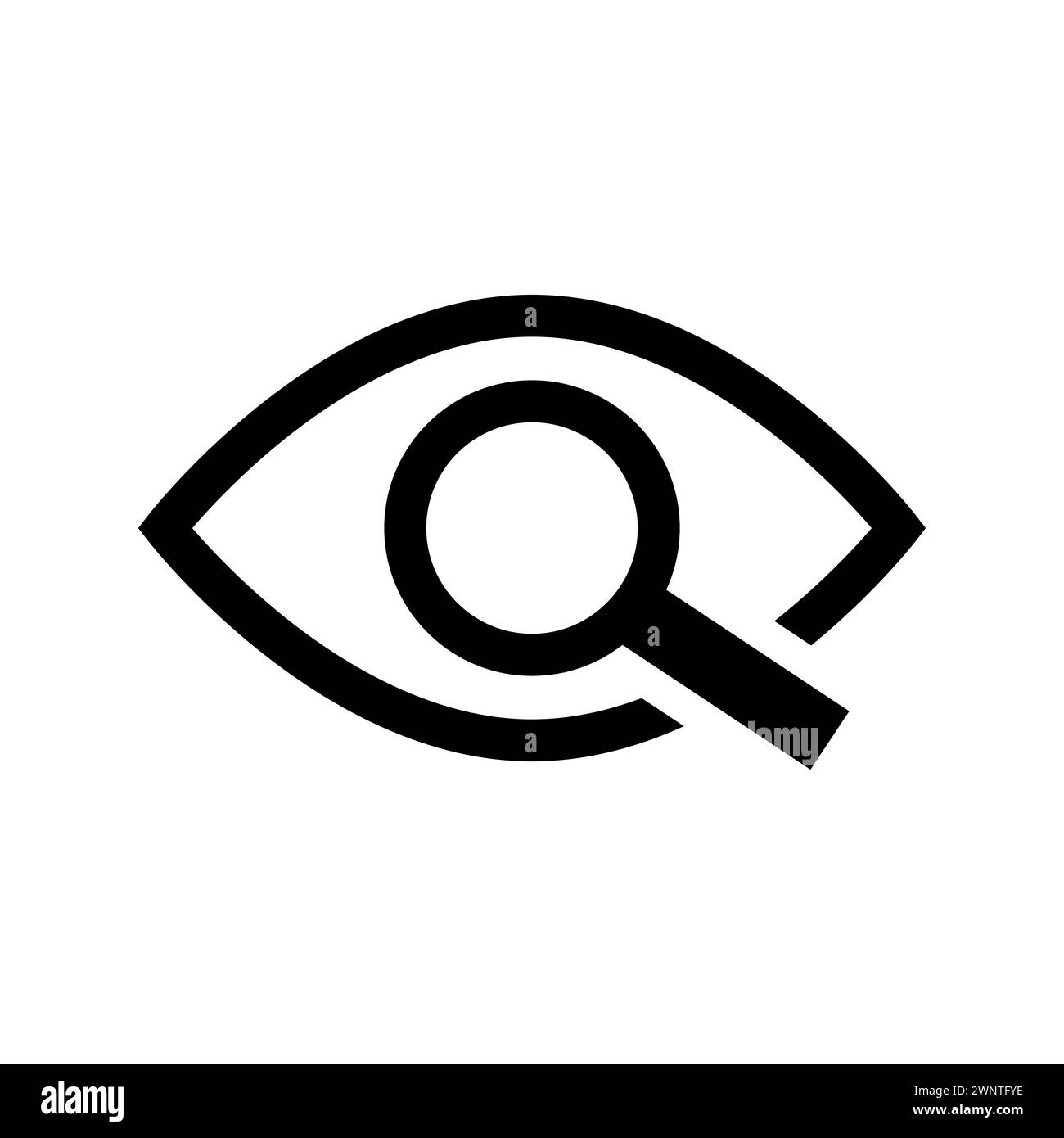Lupe mit Augenkontursymbol. Auge mit Lupe. Vektorabbildung. EPS 10. Rohbild. Stock Vektor