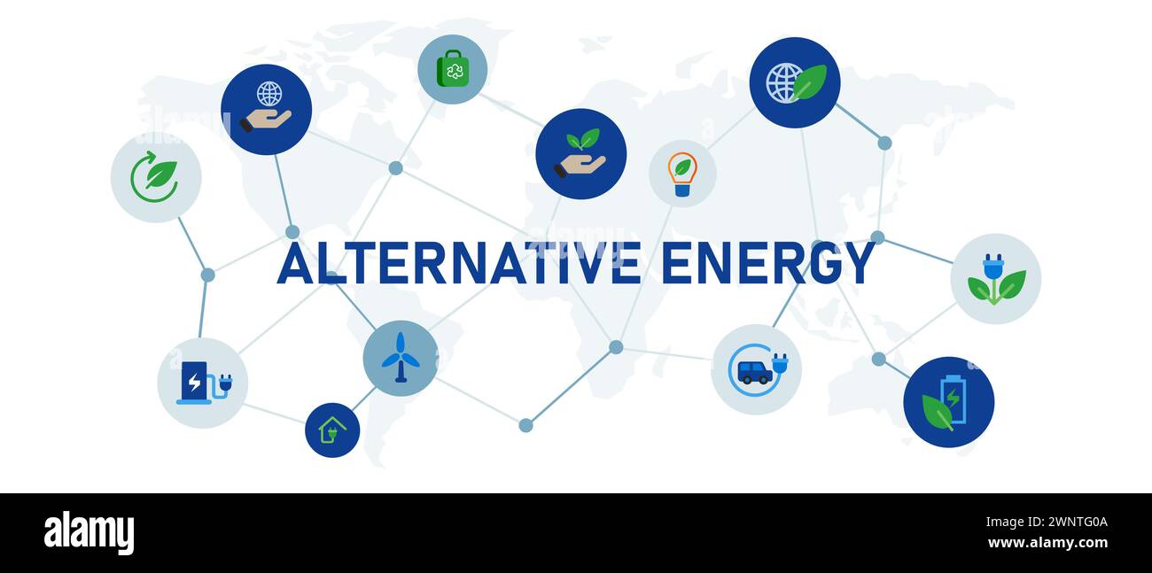 Alternative Energietechnologie Wirtschaft Industrieökologie erneuerbare umweltfreundliche Umwelt Stock Vektor