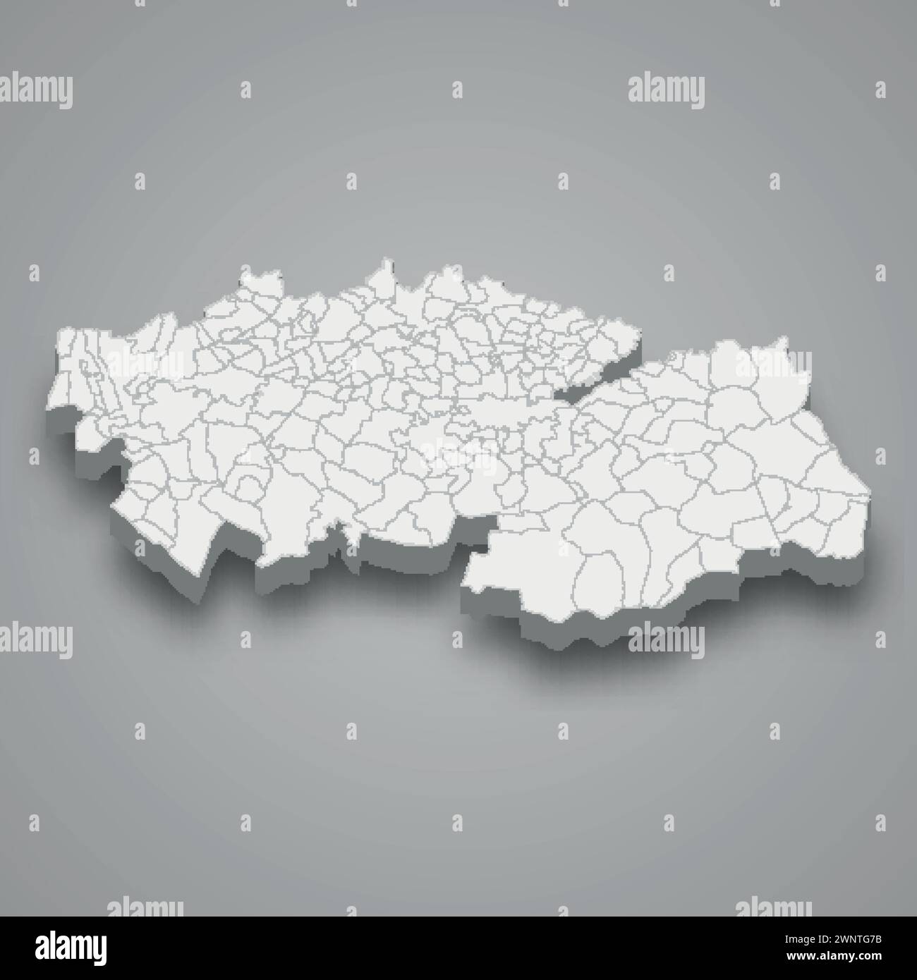 Die 3D isometrische Karte von Toledo ist eine Provinz Spaniens mit Grenzbezirken Stock Vektor