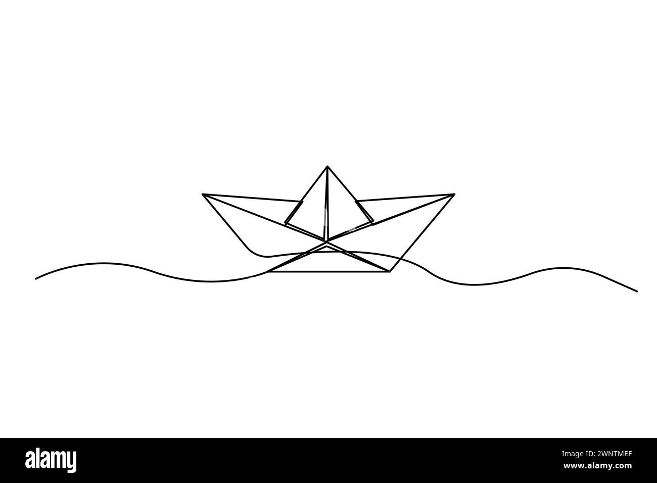 Boot von den Warteschlangen. Schiff auf See von den Linien. Vektorabbildung. EPS 10. Rohbild. Stock Vektor