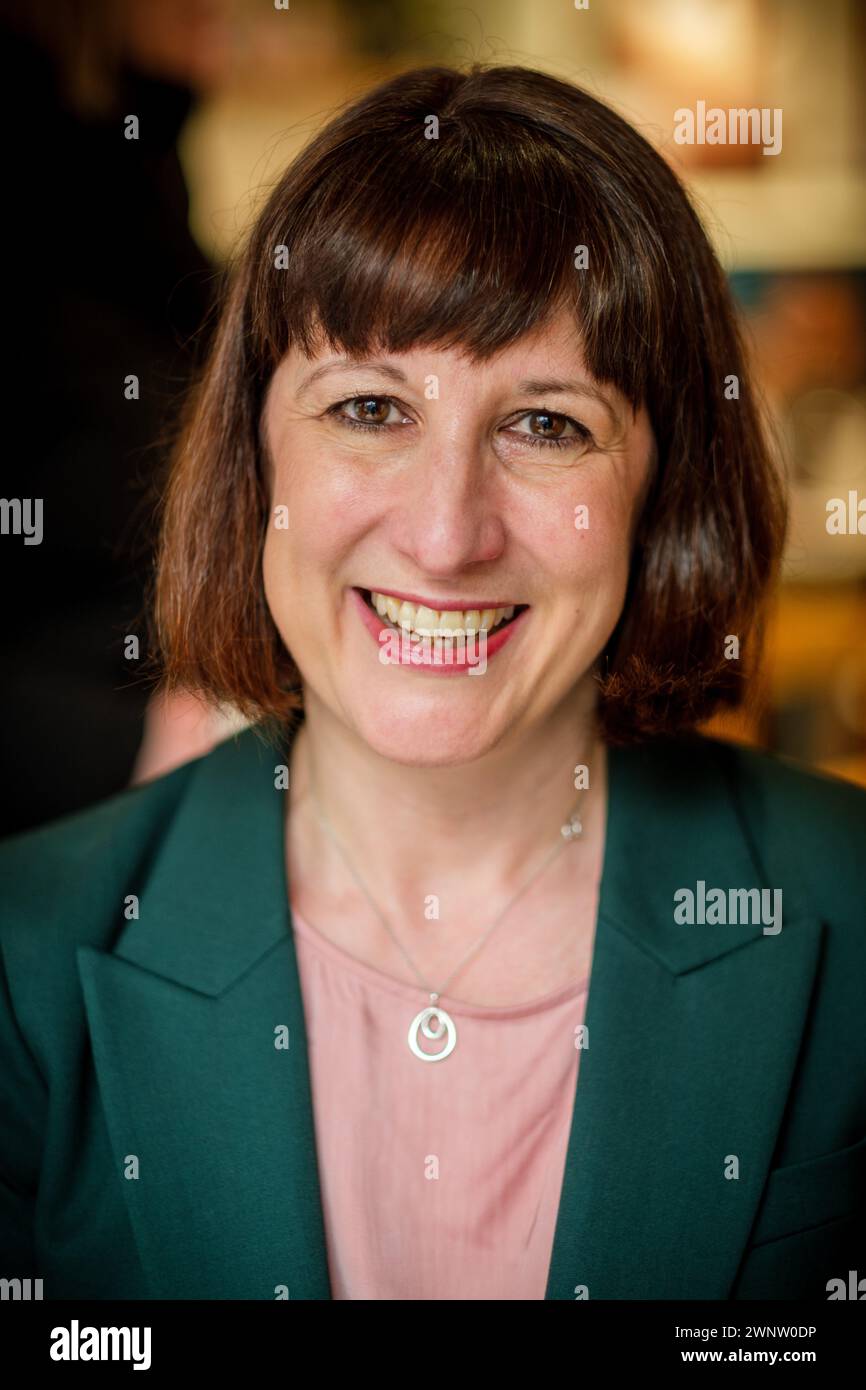 Rachel Reeves, Norwich, Großbritannien, 29, Februar 2024 die Rt Hon Rachel Reeves, Schattenkanzler des Finanzministeriums und Labour-Abgeordneter für Leeds West Stockfoto